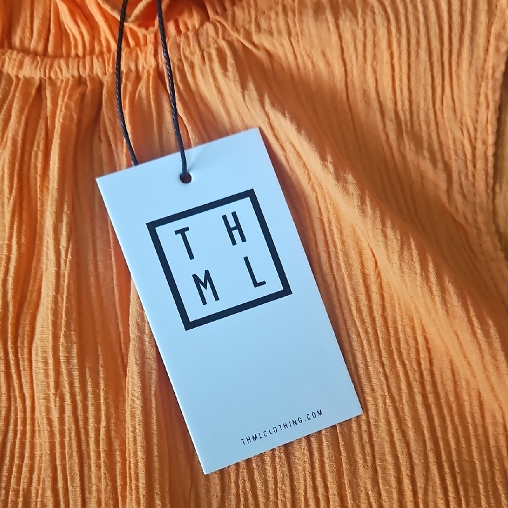 THML Ruffled Neck Orange Tank Top - Picture 3 of 3